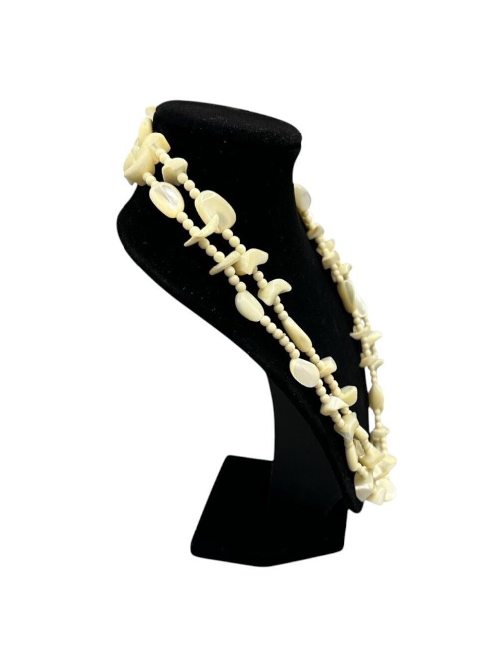 Vintage Ivory Shell Look Necklace Single Strand Boho Coastal Statement - Picture 2 of 8